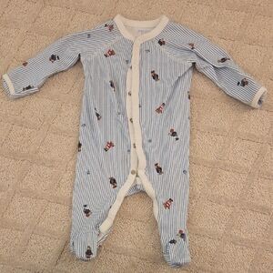 Ralph Lauren Kids Footie with Blue Stripes and Fun Prints